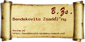 Bendekovits Zsadány névjegykártya